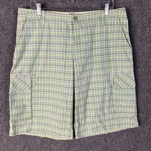 Izod Other - Izod Cargo‎ Shorts Men's Size 36 100% Cotton Plaid Green Adults